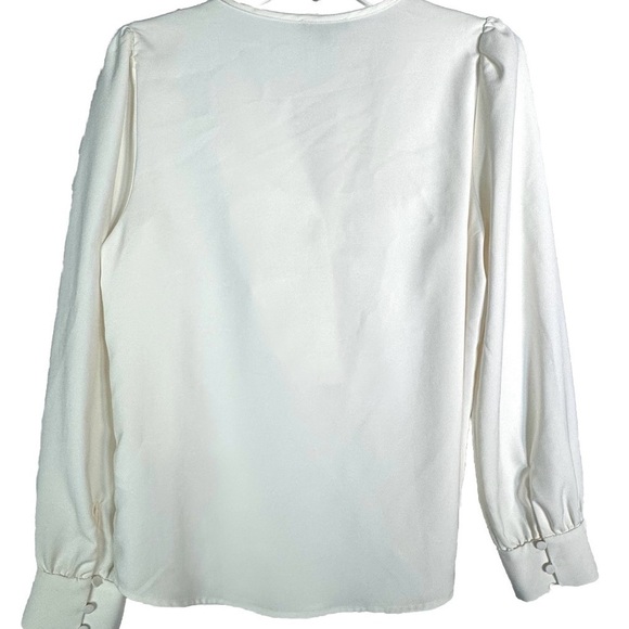 J Crew Size Ivory Ruffle V-Neck Popover Blouse Women’s Sz Small - Picture 2 of 4